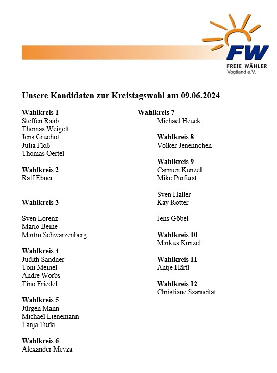 FREIE WÄHLER Vogtland e.V. & Fraktion ☀️